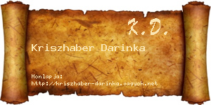 Kriszhaber Darinka névjegykártya